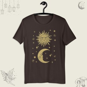 Vintage Sun, Moon & Stars Shirt, Celestial Boho T-Shirt, Whimsigoth Tee, Gift For Her, Sun Face Goblincore TShirt, Witchy Shirt