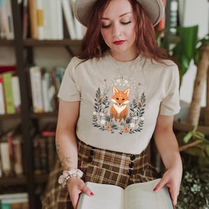 Vintage Fox Cottagecore T-Shirt: Forest Animal Tee Soft Cream