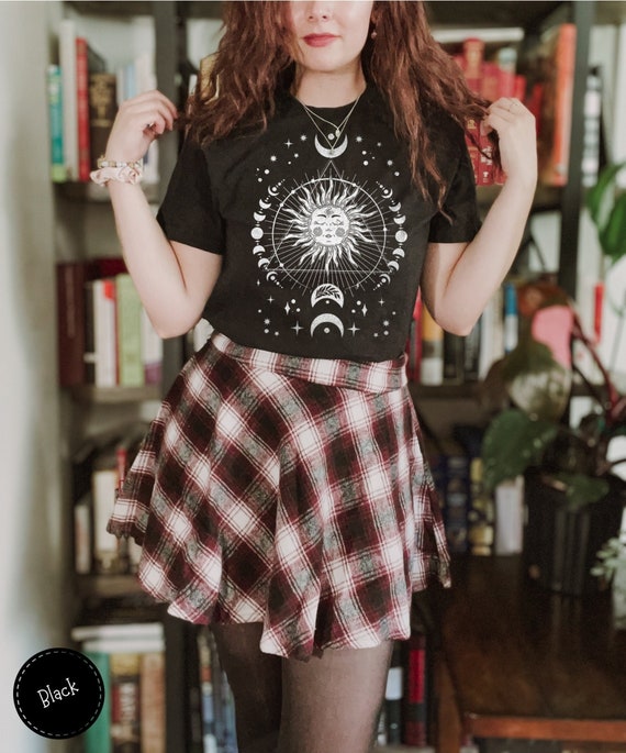 Celestial Sun & Moon Phase T-Shirt: Comfort Colors Boho Spiritual Tee