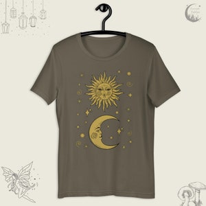 Vintage Sun, Moon & Stars Shirt, Celestial Boho T-Shirt, Whimsigoth Tee, Gift For Her, Sun Face Goblincore TShirt, Witchy Shirt