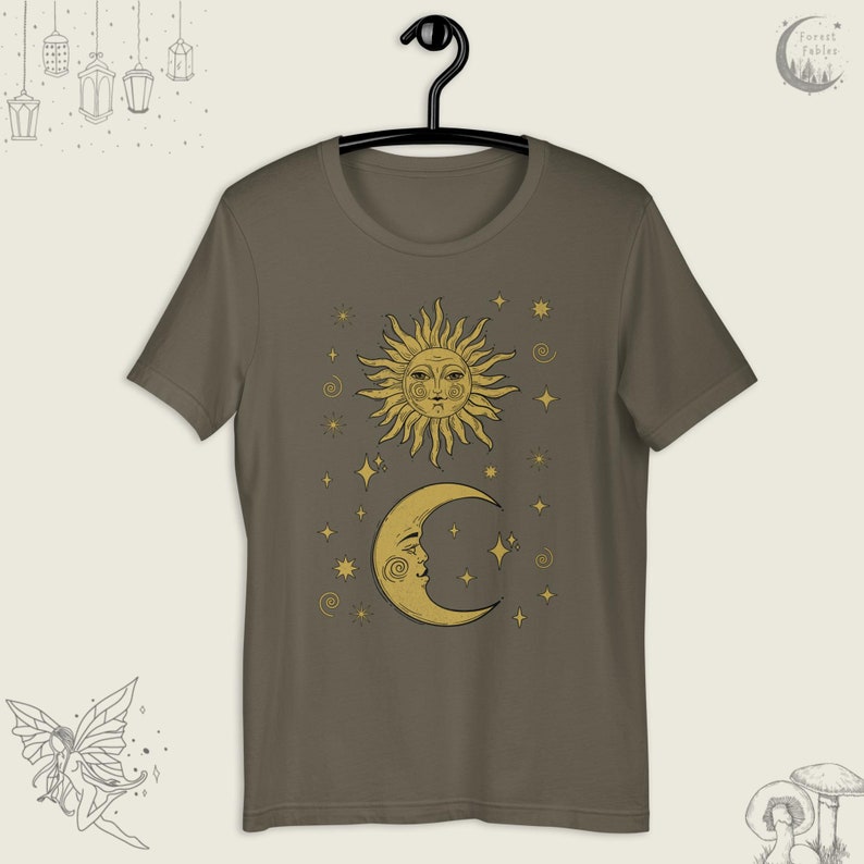 Vintage Sun, Moon & Stars Shirt, Celestial Boho T-Shirt, Whimsigoth Tee, Gift For Her, Sun Face Goblincore TShirt, Witchy Shirt