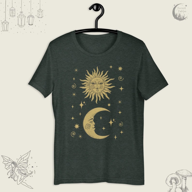 Vintage Sun, Moon & Stars Shirt, Celestial Boho T-Shirt, Whimsigoth Tee, Gift For Her, Sun Face Goblincore TShirt, Witchy Shirt