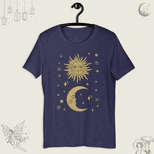 Vintage Sun, Moon & Stars Shirt, Celestial Boho T-Shirt, Whimsigoth Tee, Gift For Her, Sun Face Goblincore TShirt, Witchy Shirt