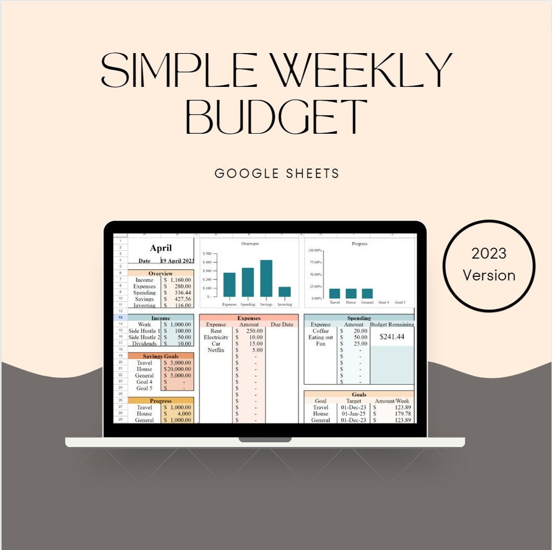 Simple Weekly Budget Planner | Google Sheets Budget Planner | Personal ...