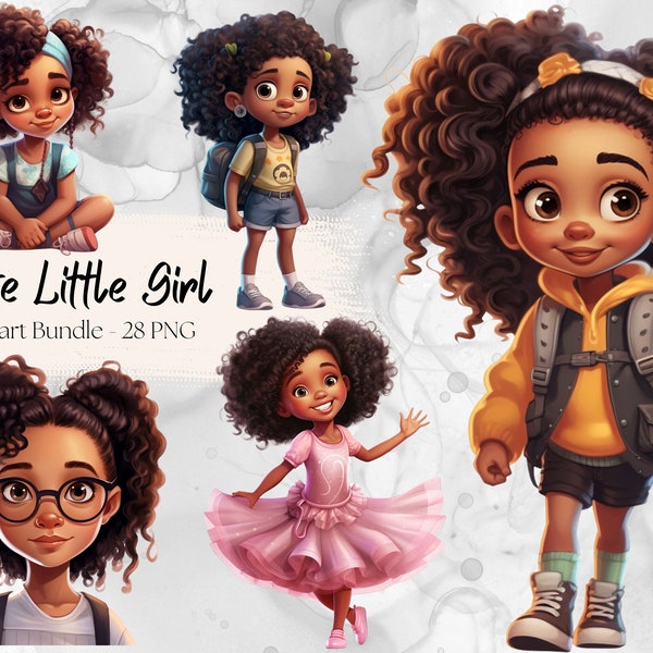 Cute Little Black Girl Clipart Bundle PNG Afro Instant Digital Download Black Girl Clip Art Sublimation Paper Crafting Scrapbooking Png