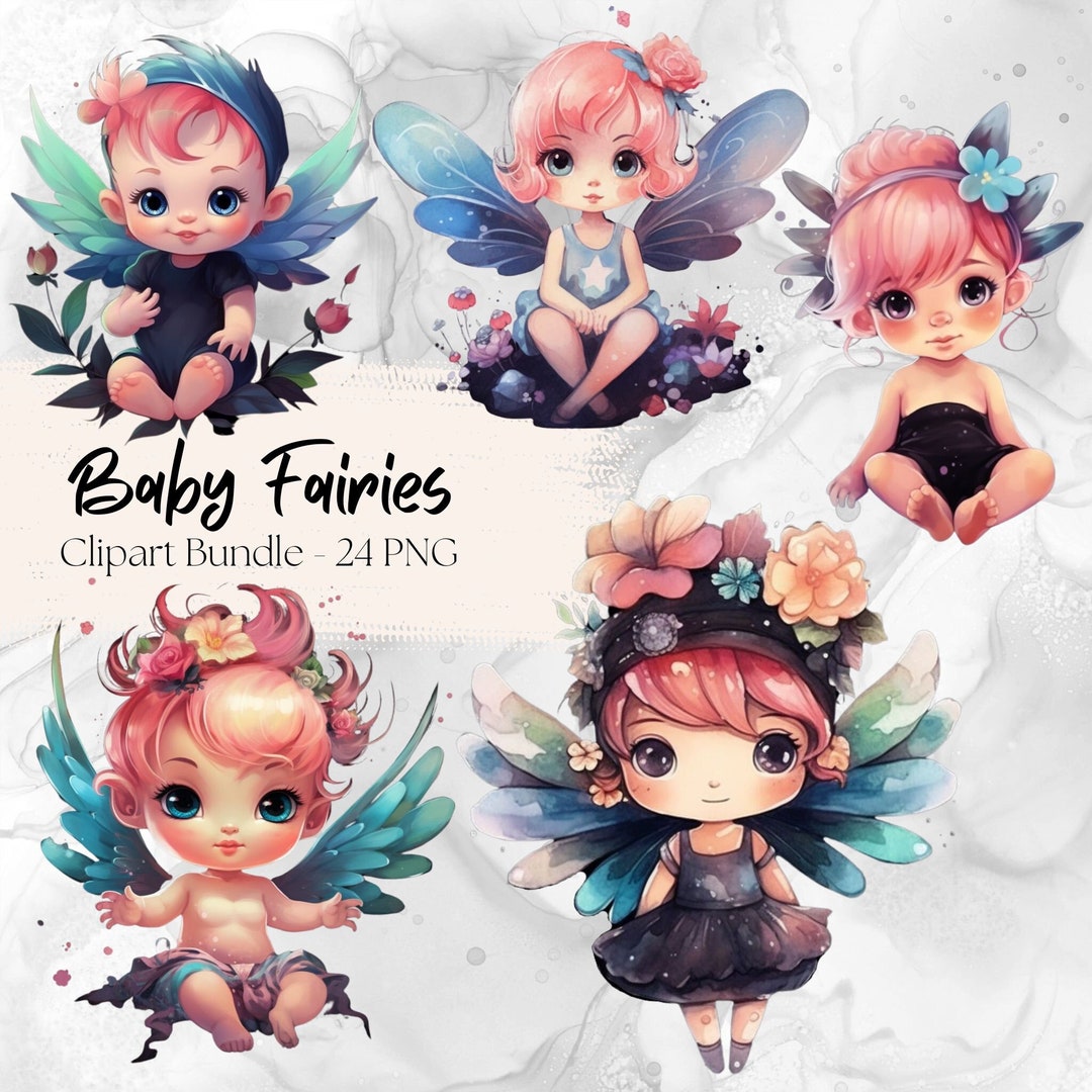 Cute Baby Fairy Clipart PNG Watercolor Girls Clip Art Paper Crafting ...