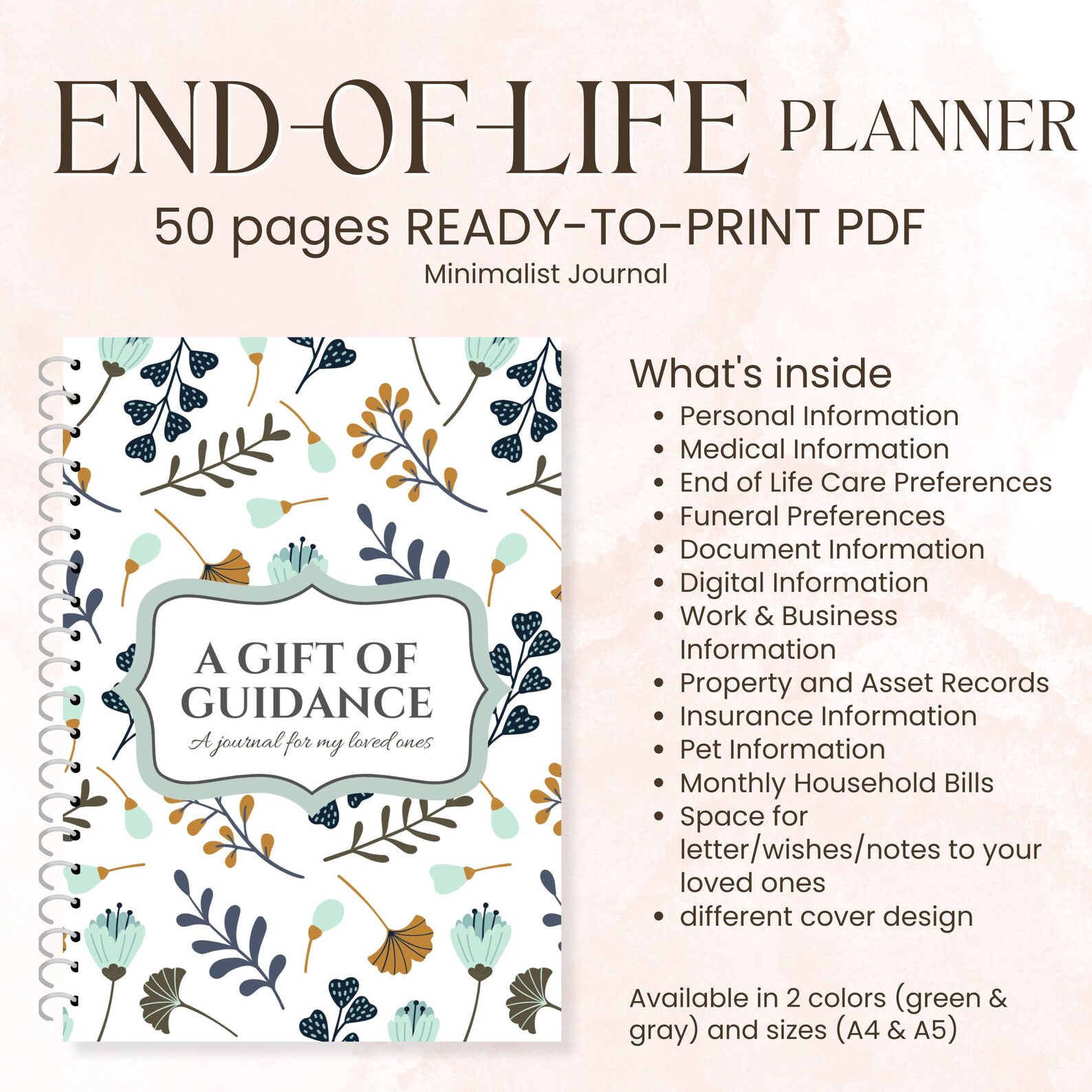 End of Life Planner Printable | Final Wishes Planner | When I’m Gone ...
