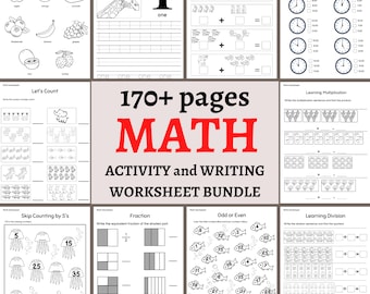 Mathe-Arbeitsblatt-Bundle für Vorschulkinder: Zählen, Verfolgen, Lernen (Digitaler Download)