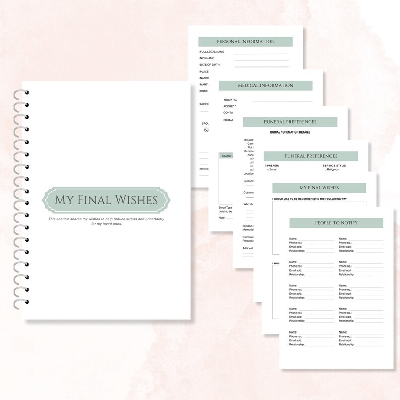 End of Life Planner Printable | Final Wishes Planner | When I’m Gone ...