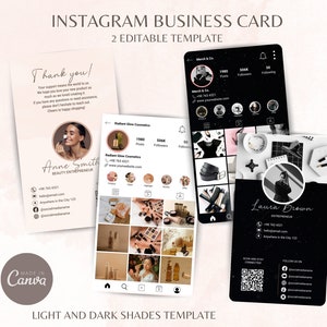 Bewerkbare sjabloon voor Instagram-visitekaartje Esthetisch Canva chique Instagram-visitekaartje Aangepast bedankbericht Stijlvol visitekaartje
