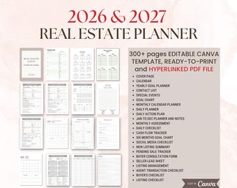 2026-2027 Real Estate Agent Planner | Real Estate Ultimate Planner Printable | Realtor Planner Editable Template | Realtor Planner Kit