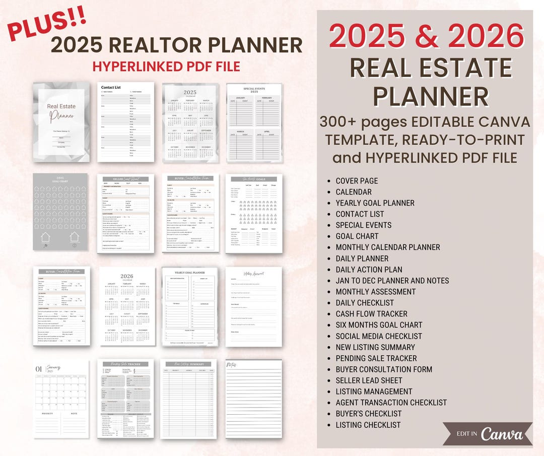 Real Estate Agent Planner Template | Real Estate Ultimate Planner Printable | Realtor Planner ...
