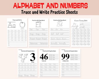 Preschool Alphabet & Number Tracing Worksheet (Digital Download)