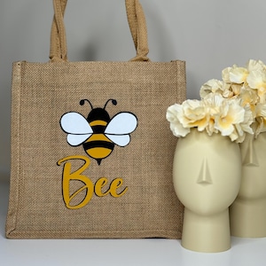 Mani Bolso de yute para regalo de Abeja con nombre, bolso personalizado para ella, regalo para madres, amigas y hermanas, bolso de yute