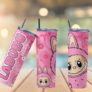 Personalized Labubu Tumbler: Pink Kawaii Stainless Steel Cup