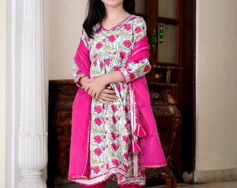 Indian traditional beautiful girls Kurta and Pant Set With Dupatta for Girls