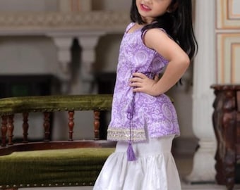 Indian traditional beautiful girls Kurta and Sharara Set for toddler, Ethnic wear party casual Gift for her daughter birthday gift dress