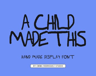 A Child Made This Font - Naive Hand Drawn Display Typeface, Awkward All Caps Lettering, Quirky Poster and Branding Font, Commercial Use
