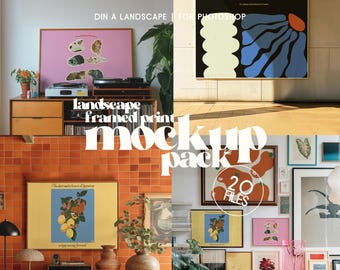 Gemischte Landschaft gerahmt Mockup Pack | Mid Century Modern Vorlage, PSD Dateien Sammlung