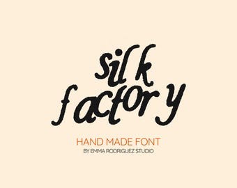 Silk Factory Font - Fun  Handwritten Script Typeface, Ink Lettering Font, Textured Calligraphy, Quirky Elegant Type, Digital Download
