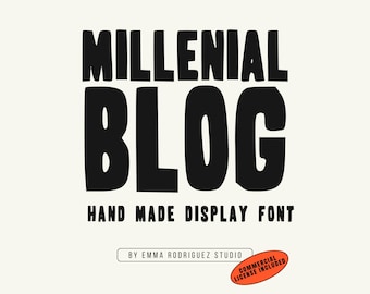 Millenial Blog Font - Bold Hand Drawn Display Typeface, Chunky Editorial Lettering, Retro Branding Font, Commercial Use