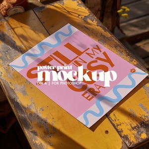 Rustic Table Print Mockup, Modern Photoshop Template, Single Digital Download (DIN A Portrait) for Wall Art, Artists, Creatives