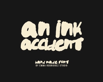 An Ink Accident Font - Messy Handwritten Brush Typeface, Blotchy Ink Lettering, Expressive Poster and Branding Font, Commercial Use
