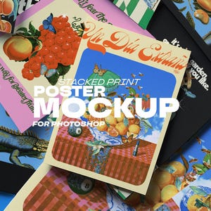 Maquette de pile d'impression désordonnée : style réaliste moderne (téléchargement PSD)