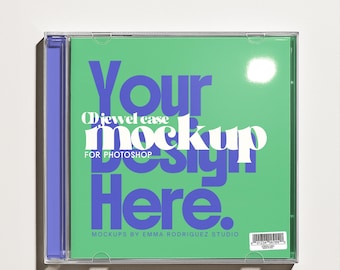Plastic CD Jewel Case Mockup, Customisable Spine Insert Template, PSD File for Album Artwork and Music Designers