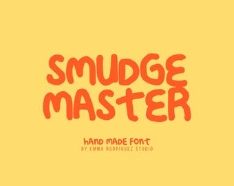 Smudge Master Font - Hand Drawn All Caps Display Typeface, Soft Wonky Lettering, Playful Editorial Font, Commercial Use