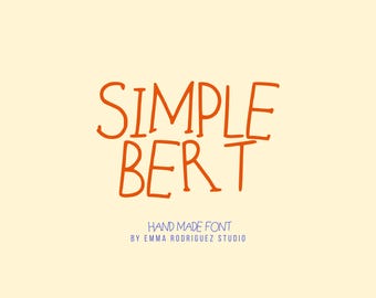 Simple Bert Font - Hand Drawn Tall Display Typeface, Quirky Imperfect Lettering, Editorial Poster Font, Commercial Use