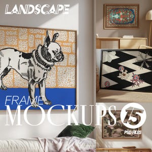 Landschaftsrahmen Mockups, 15er Pack Simple Minimal | DIN A, anpassbare Wandfarbe, horizontale moderne Vorlagen, PSD-Dateien