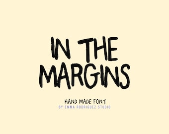 In The Margins Font - Hand Drawn Brush Display Typeface, Bold Marker Lettering, Expressive Handmade Font, Digital Download