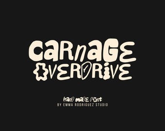 Carnage Overdrive Font - Experimental Hand Drawn Display Typeface, Weird Alternative Lettering, Editorial Poster Font, Commercial Use