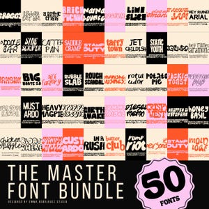 50 Creative Fonts - Master Bundle of Playful Commercial Use Type for Branding, Posters, Packaging, Merchandise, Typography for Designers