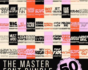50 Creative Fonts - Master Bundle of Playful Commercial Use Type for Branding, Posters, Packaging, Merchandise, Typography for Designers