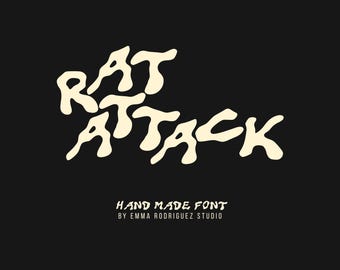 Rat Attack Font - Grungy Inky Display Typeface, Underground Graffiti Lettering, Hand Drawn Poster Font, Commercial Use