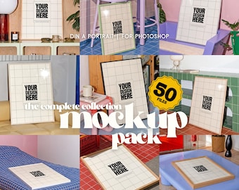 50 Frame Mockups, Complete Retro Photoshop Collection Bundle for Artists, Etsy Sellers & Wall Art