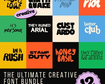 12 Playful Display Fonts - The Ultimate Creative Font Bundle, Bold Poster Typography for Designers, Commercial Use Pack for Canva, Photoshop