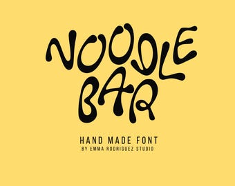 Noodle Bar Font, Playful Handwritten Font, Organic Script Display, Quirky Retro Typography for Designers and Artists