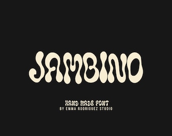 Jambino Font - Psychedelic Bubble Display Typeface, Retro Wavy Lettering, Funky 70s Branding Font, Digital Download