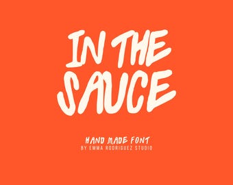 In The Sauce Font - Bold Hand Drawn Brush Display Typeface, Expressive Retro Lettering, Playful Branding Font, Digital Download