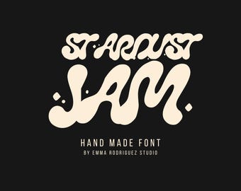 Stardust Jam Font, Bubbly Retro Lettering, Psychedelic Display Type, Groovy Space Age Typography, for Branding, Packaging, Design