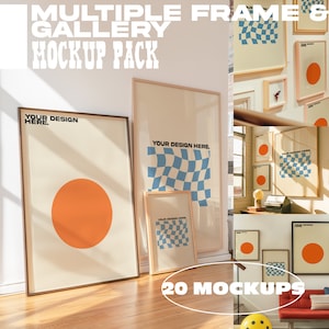 Mehrere Rahmen & Wandgalerie Mockup Pack | DIN A, Vintage Kunst, Mid Century Modern Rahmen Vorlage, PSD Dateien Sammlung