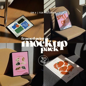 Moody Creatives Mockup Pack, DIN A Frame & Print Templates, Merch and more (40+ PSD Files) for Designers, Artists, Wall Art