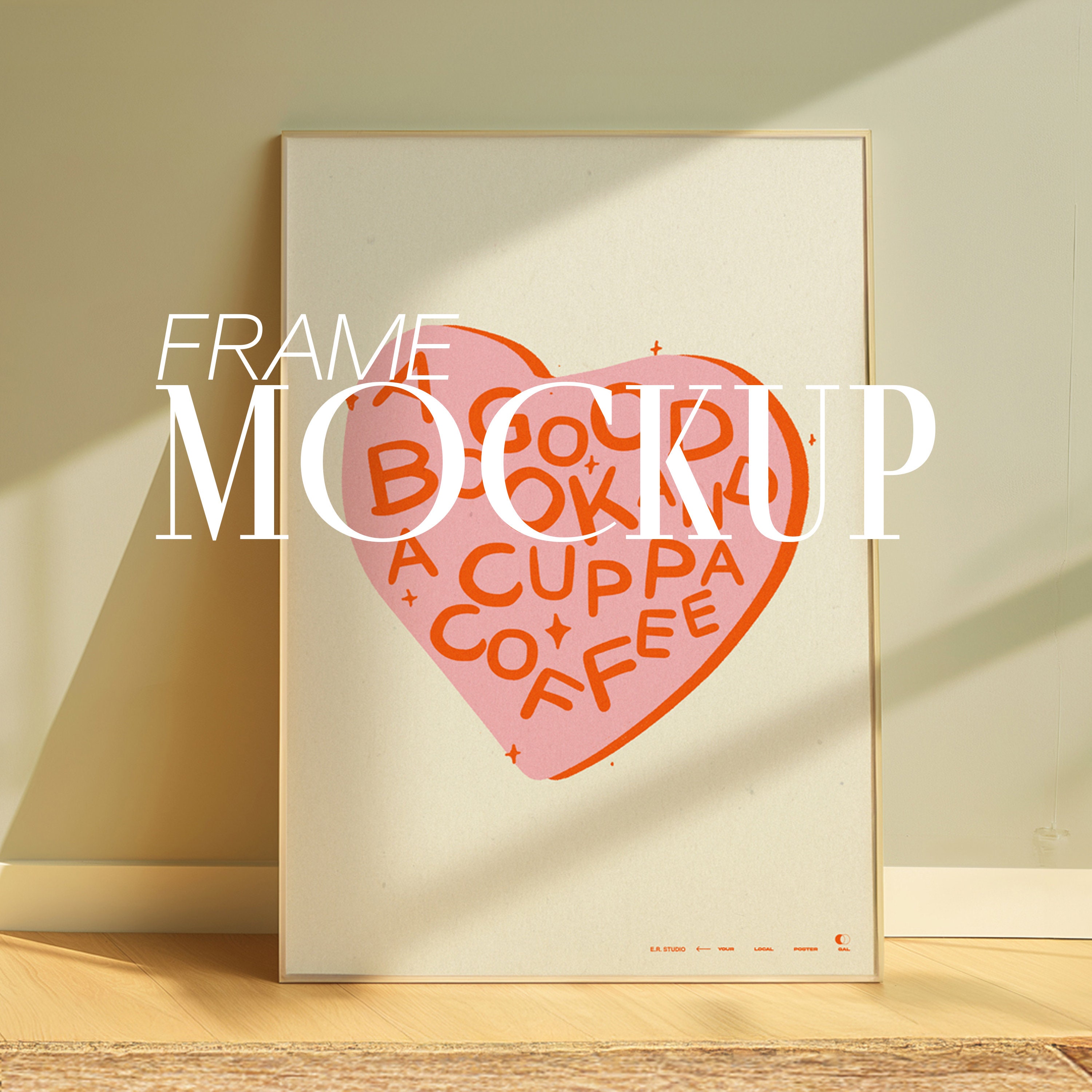Leaning Frame Mockup: Urban Style, Color Change Wall (DIN A, PSD)
