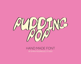 Pudding Pop Font - Bubble Outline Typeface, Playful Hand Drawn Lettering, Quirky Mixed Case Display Font, Cartoon Style Typography Download