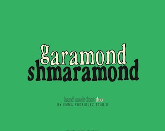 Garamond Shmaramond Font Duo - Filled and Outline Serif Typeface, Quirky Hand Drawn Editorial Font, Commercial Use