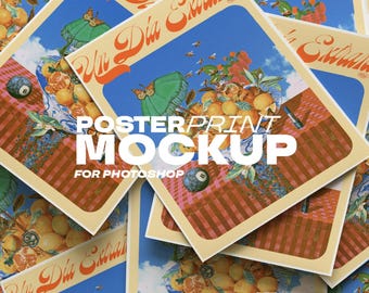 Messy Print Pile Mockup, Modern Photoshop Template, Single Digital Download (DIN A Portrait) for Wall Art, Artists, Creatives