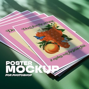 Poster Print Stack Mockup, Modern Photoshop Template, Single Digital Download (DIN A Portrait) for Wall Art, Artists, Creatives